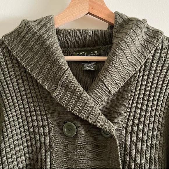 Ashley by 26 International USA Olive Green Button Up Hooded Cardigan - Picture 2 of 8